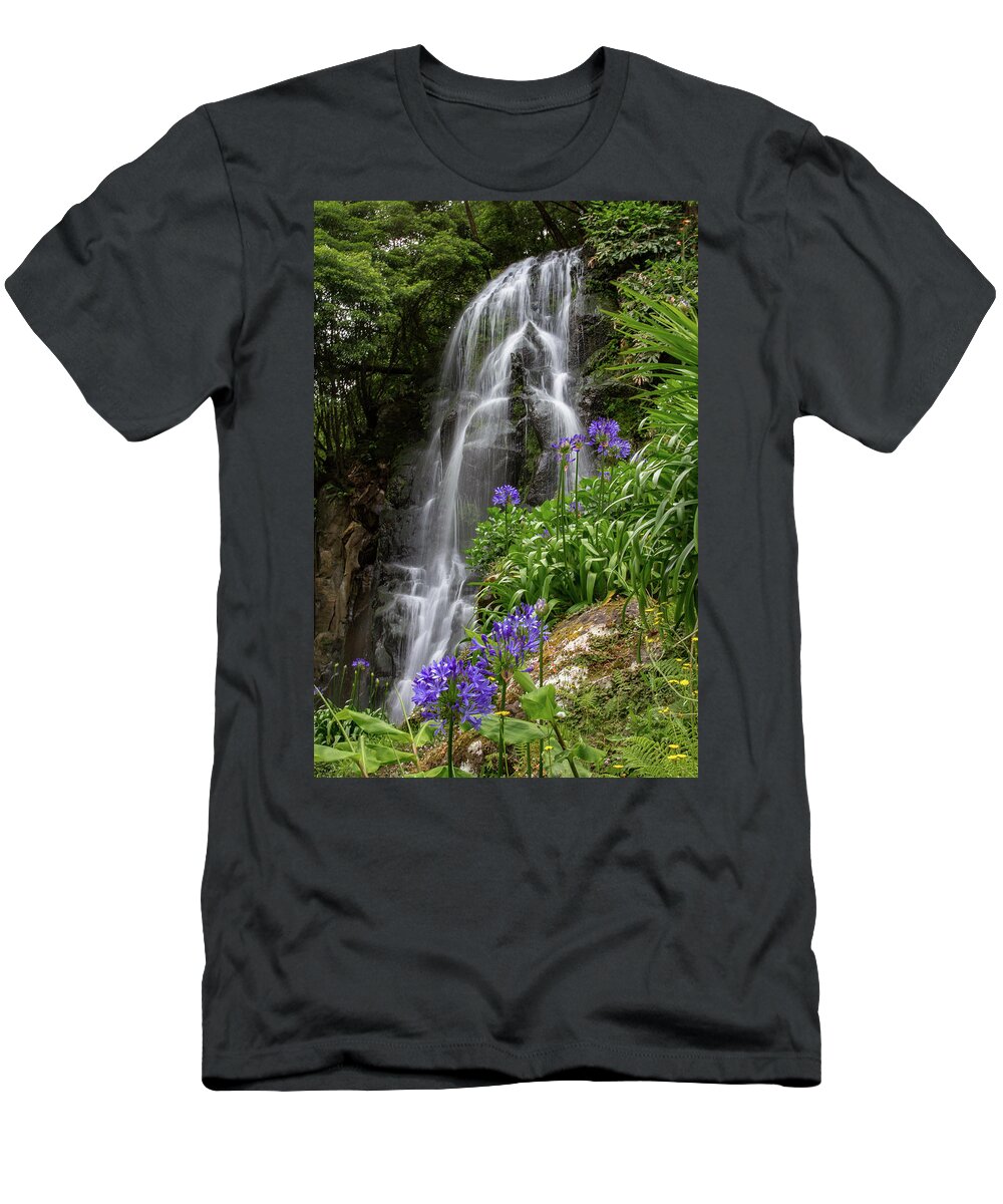 Nordeste T-Shirt featuring the photograph Waterfall with Flowers by Denise Kopko