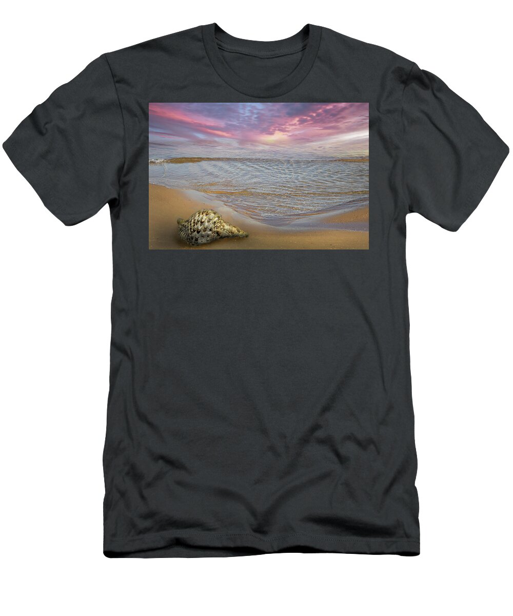 Clouds T-Shirt featuring the photograph Waves and Shells II by Debra and Dave Vanderlaan