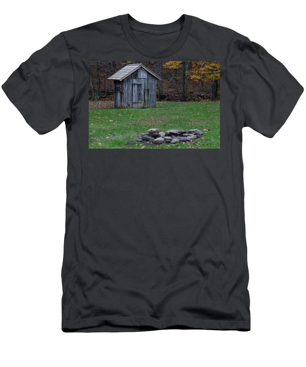 Outhouse T-Shirt featuring the photograph Weathered Outhouse by Susan Candelario