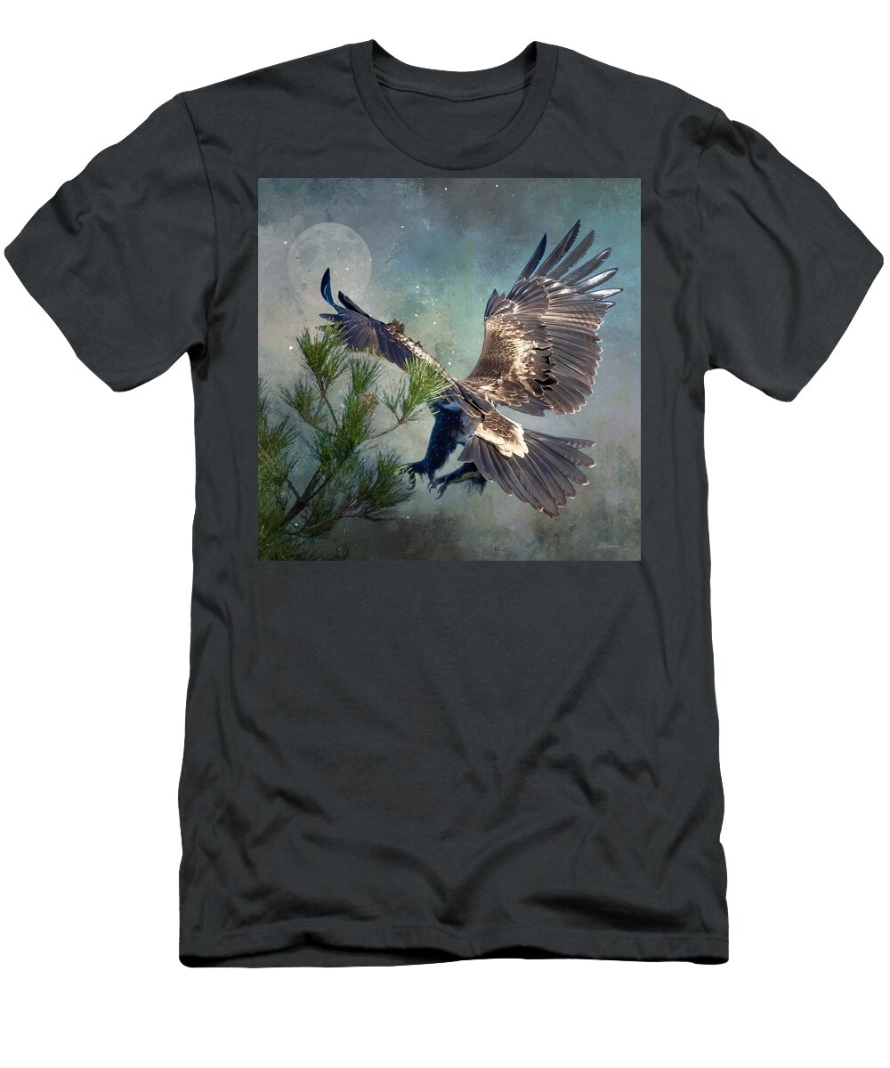 Eagle T-Shirt featuring the digital art Wedge Tailed Eagle's Display of Feathers by Cindy Collier Harris