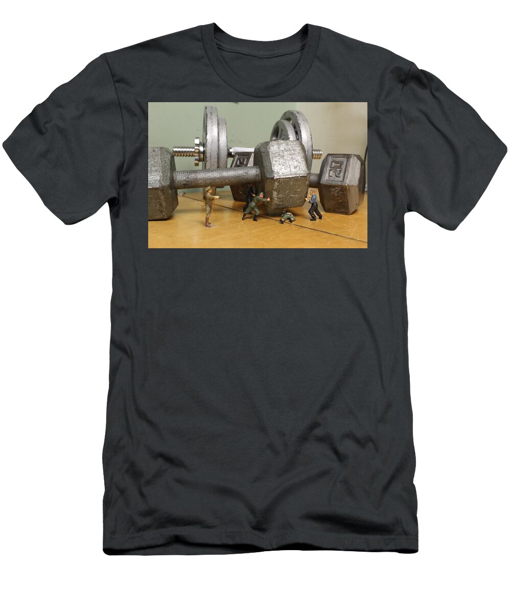 Weights T-Shirt featuring the photograph Weights by Army Men Around the House