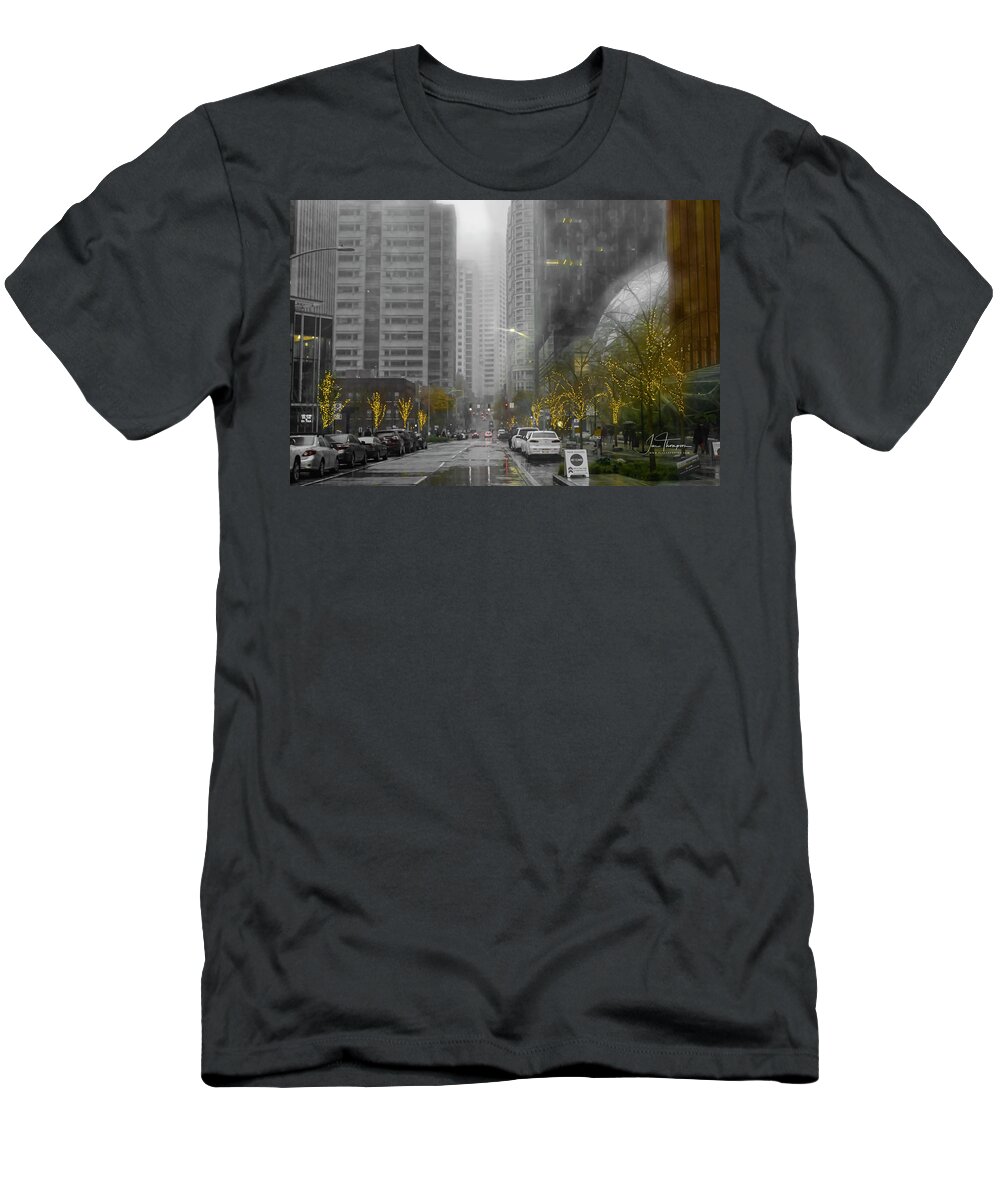 Amazon.com Campus T-Shirt featuring the photograph Wet Seattle by Jim Thompson
