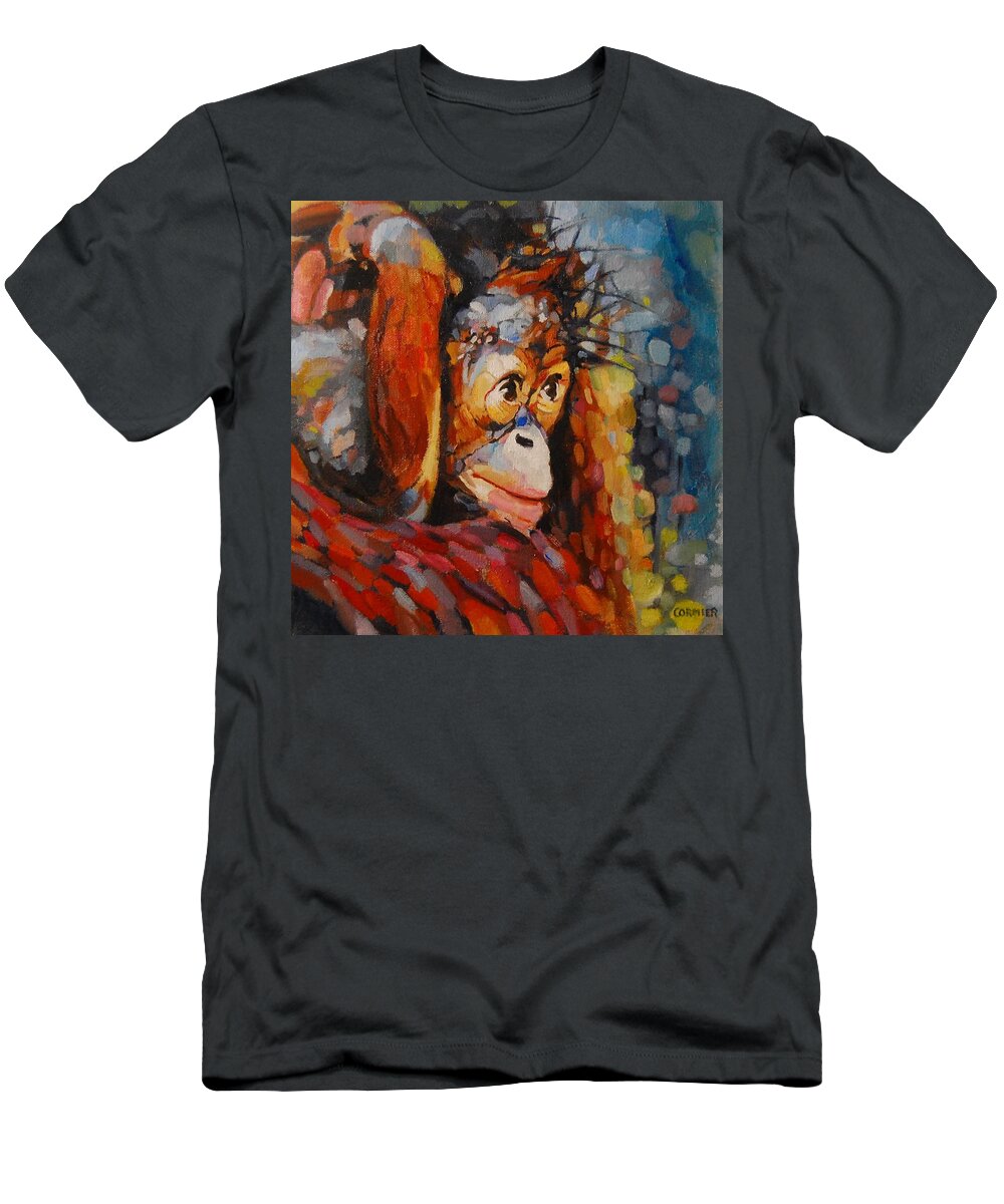 Primate T-Shirt featuring the painting What I Saw At The Zoo by Jean Cormier