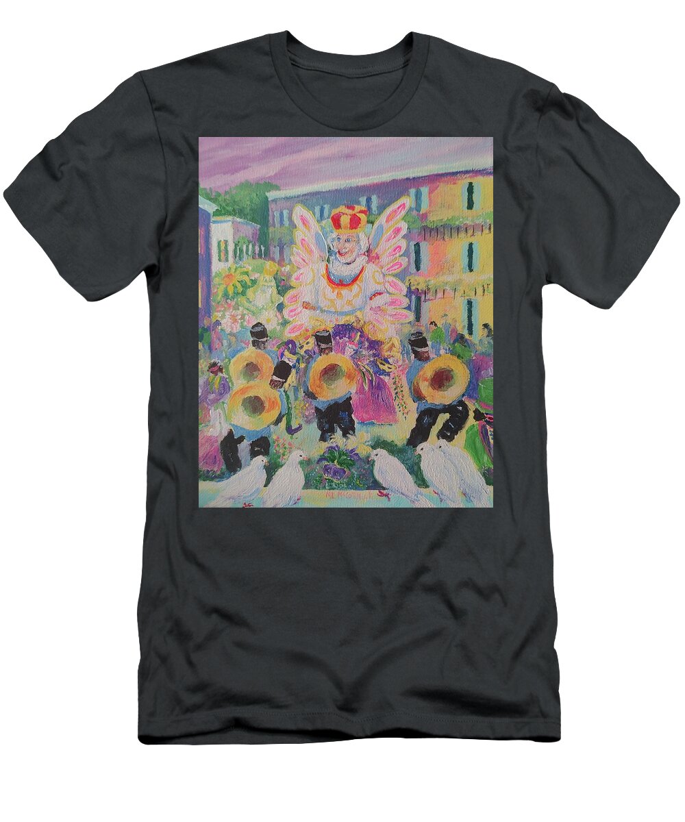 Mardi Gras T-Shirt featuring the painting When the Saints Go Marching In---Mardi Gras King Rex by ML McCormick