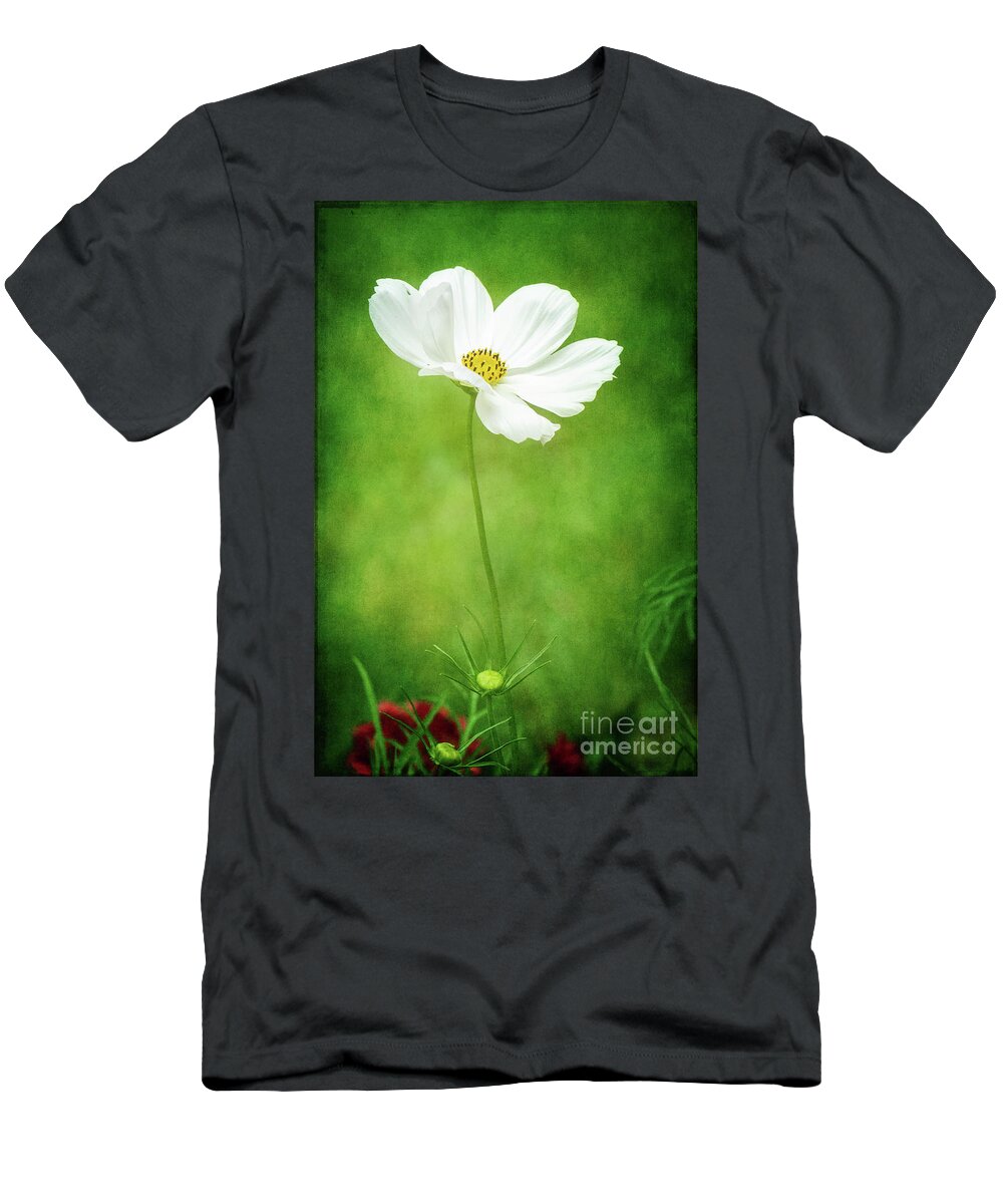 Cosmos T-Shirt featuring the photograph White Cosmos Portrait by Anita Pollak