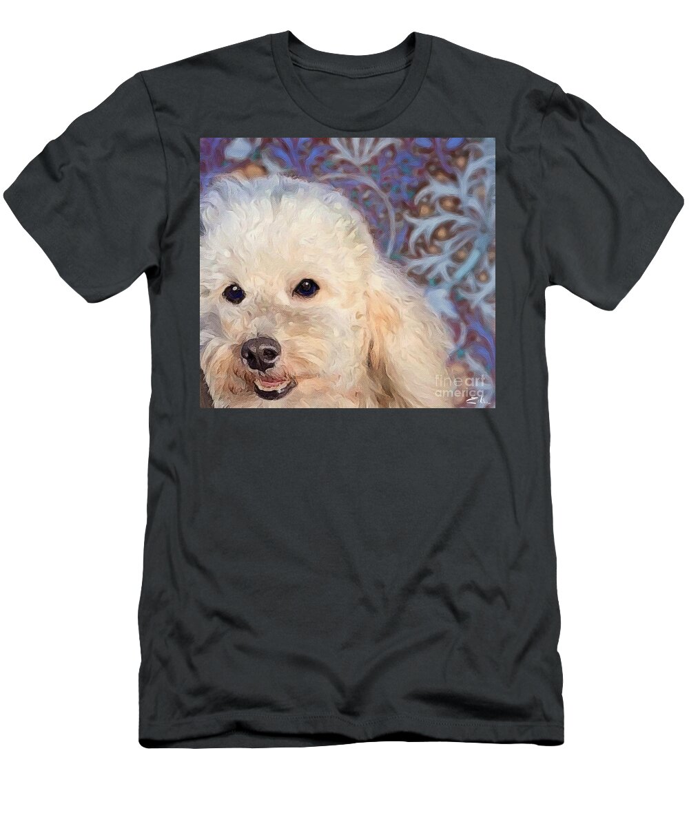 Poodle T-Shirt featuring the digital art White Poodle by Zelda Tessadori