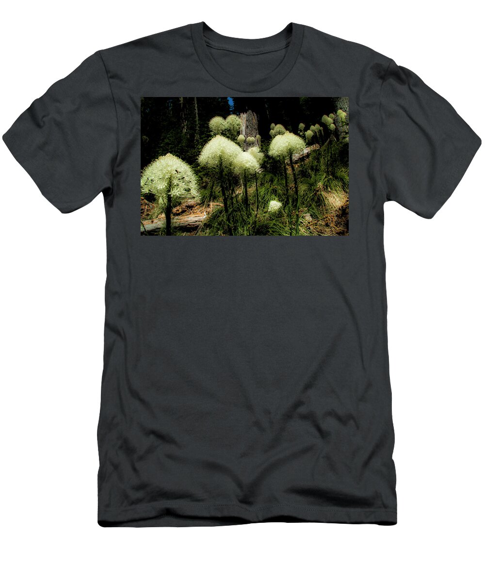 Nature T-Shirt featuring the photograph White Puffs of Bear Grass by Doug Scrima