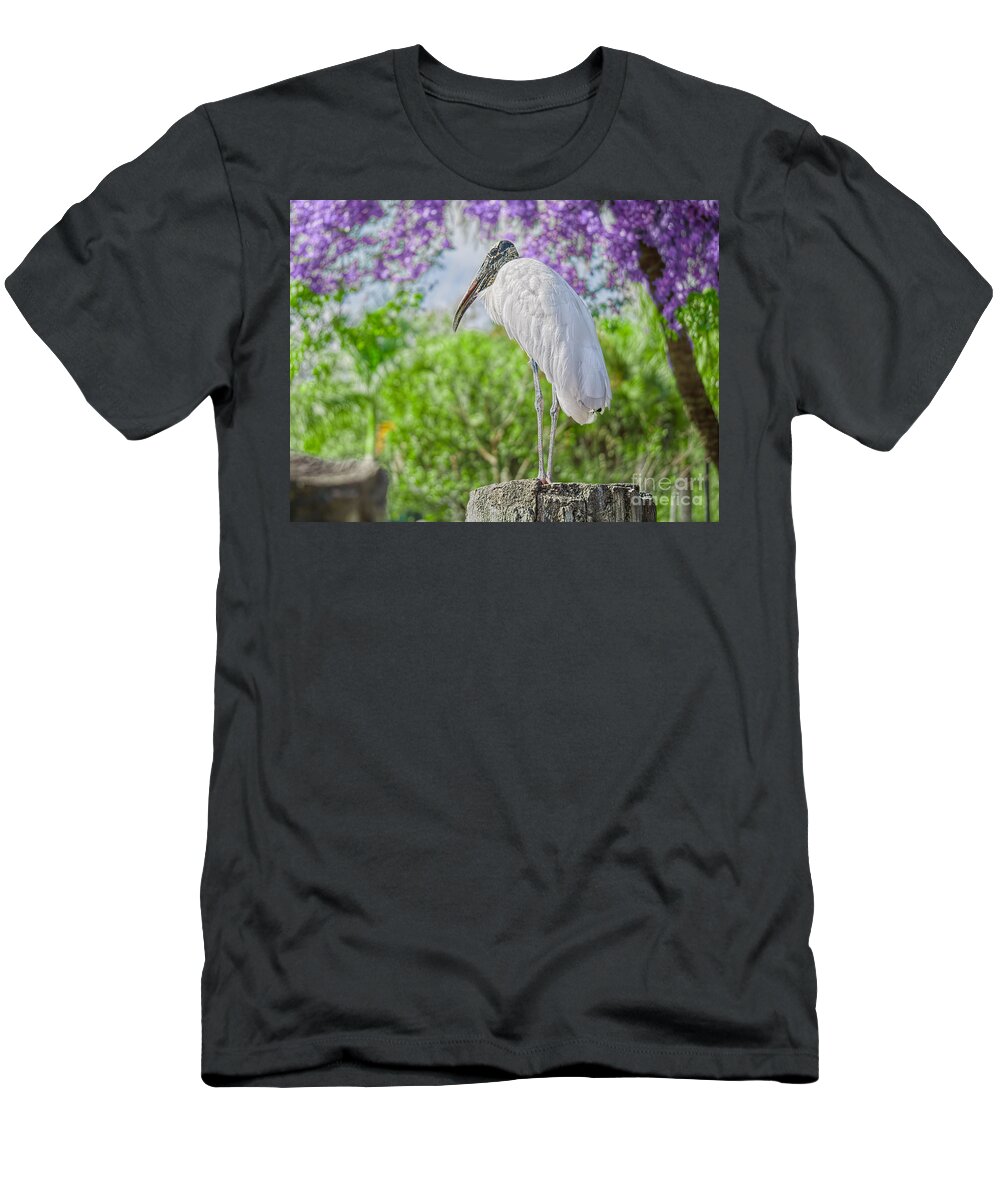 Birds T-Shirt featuring the photograph White Wood Stork by Judy Kay