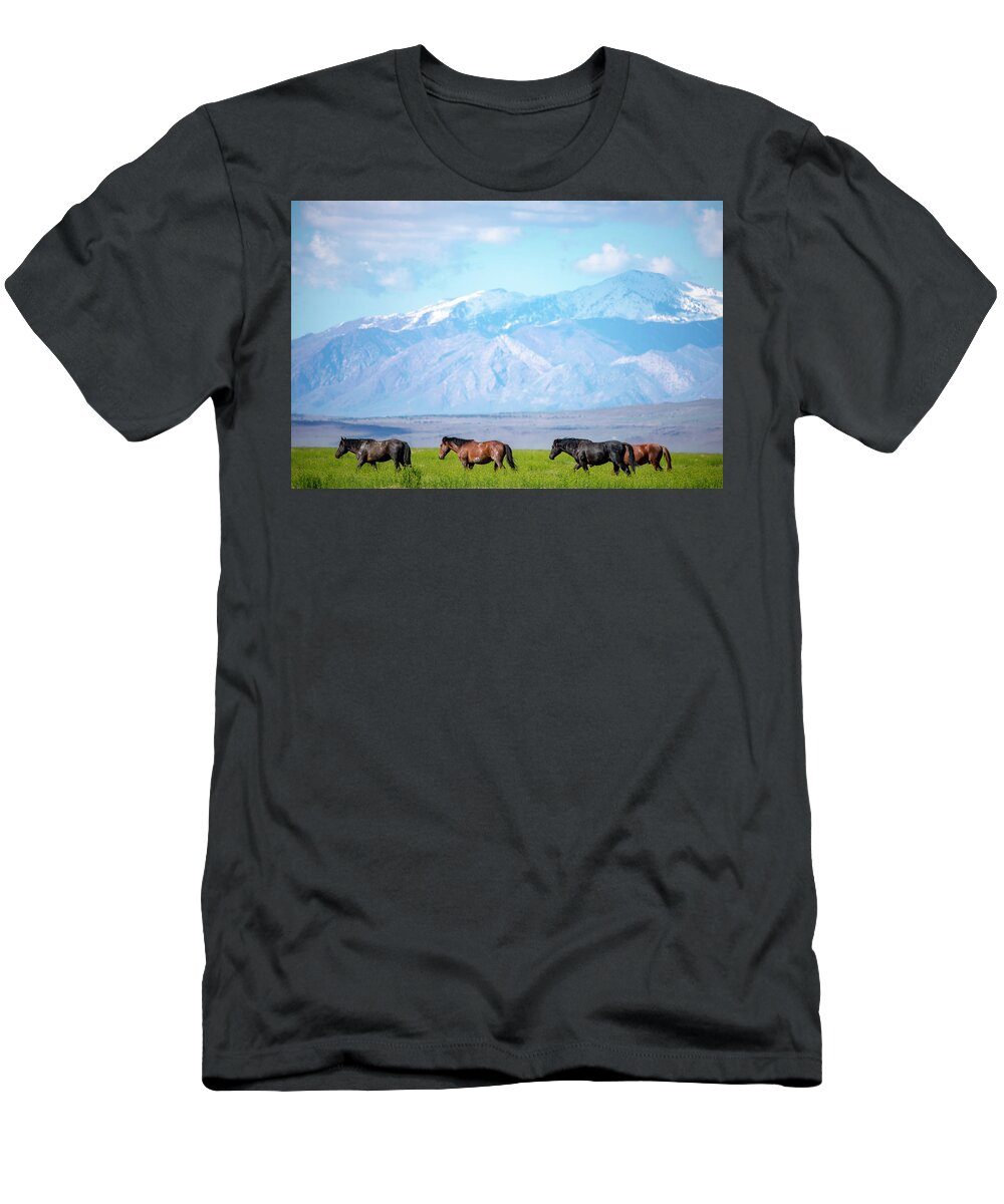  Wild Horses T-Shirt featuring the photograph Wild American Mustangs by Dirk Johnson