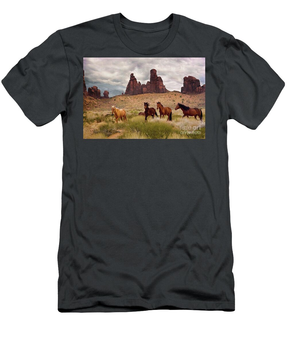  T-Shirt featuring the digital art Wild Horses by Sharon Beth