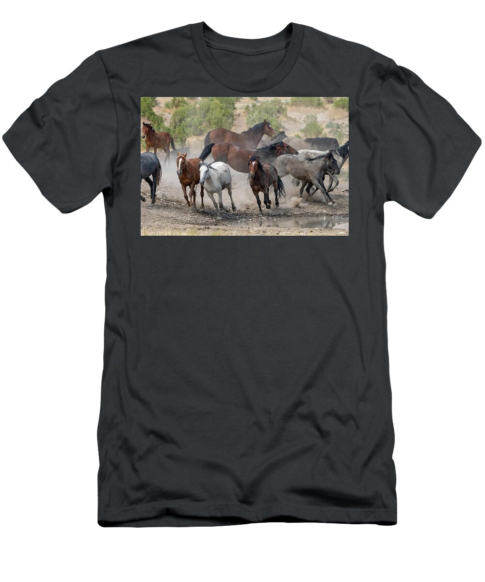 Wild Horses T-Shirt featuring the photograph Wild Horses Utah by Wesley Aston