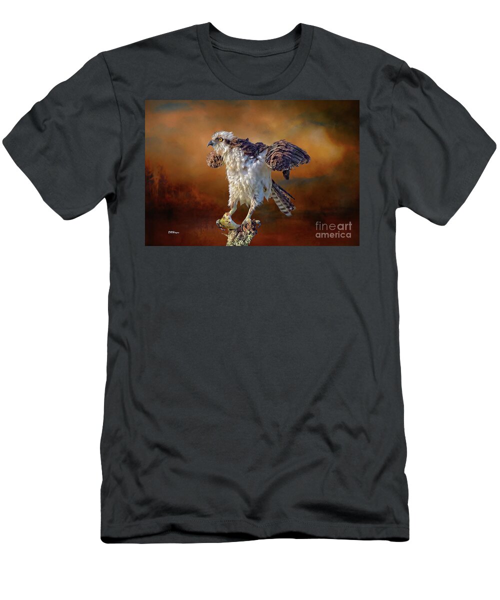Ospreys T-Shirt featuring the mixed media Wildlife Artistry by DB Hayes