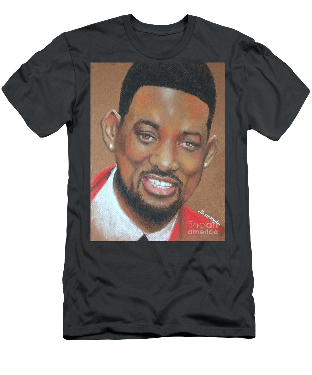 Will Smith T-Shirt featuring the drawing Will Smith by Jayne Somogy