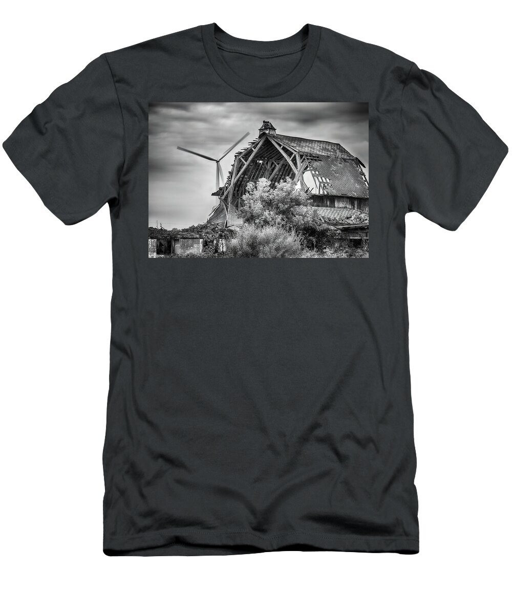 Windmill T-Shirt featuring the photograph Windmill and Barn by Edward Shotwell