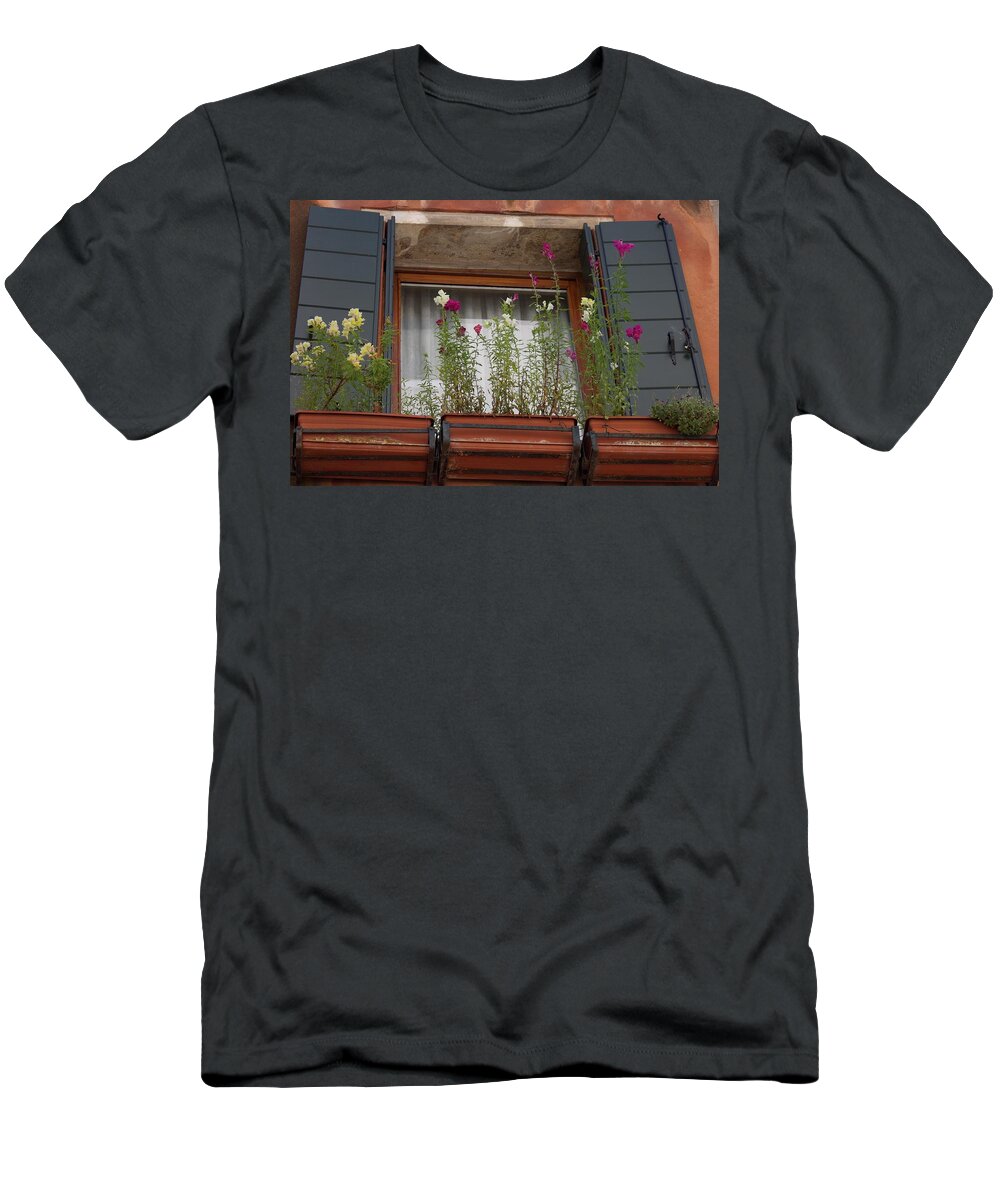 Window Box T-Shirt featuring the photograph Window Garden - Venice by Yvonne M Smith