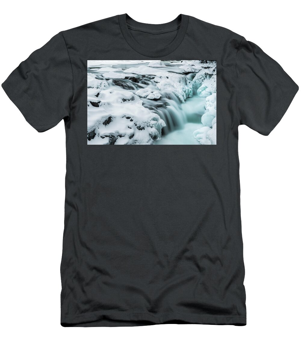 Rocky Gorge Nh T-Shirt featuring the photograph Winter Blues, Rocky Gorge. NH by Michael Hubley