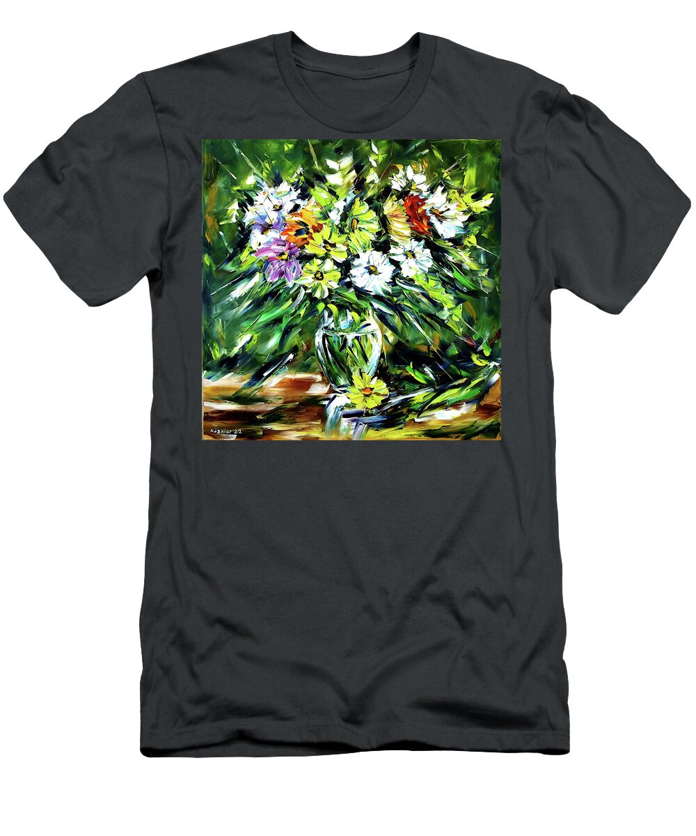 Flower Still Life T-Shirt featuring the painting Winter Bouquet by Mirek Kuzniar