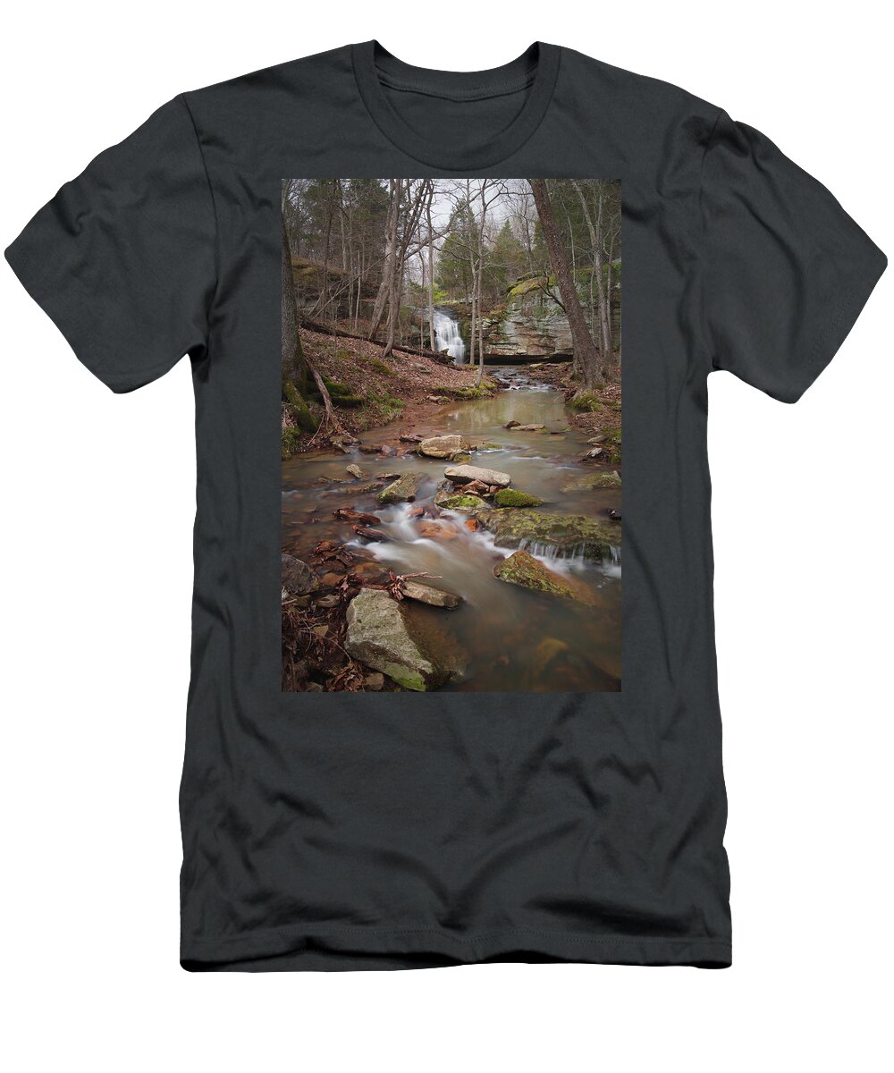 Waterfall T-Shirt featuring the photograph Winter Creek and Falls by Grant Twiss