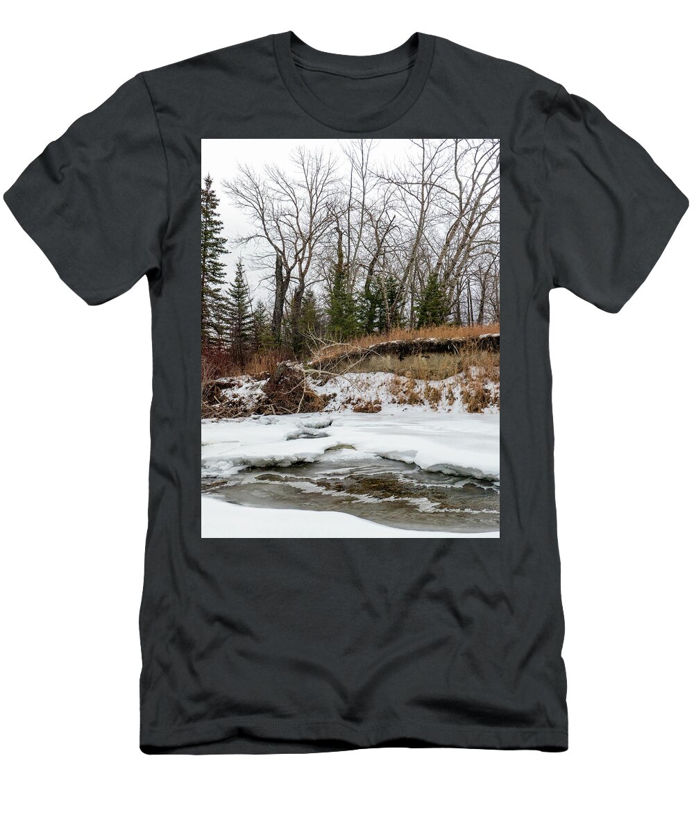 Winter T-Shirt featuring the photograph winter forest and river in Alberta by Phil And Karen Rispin