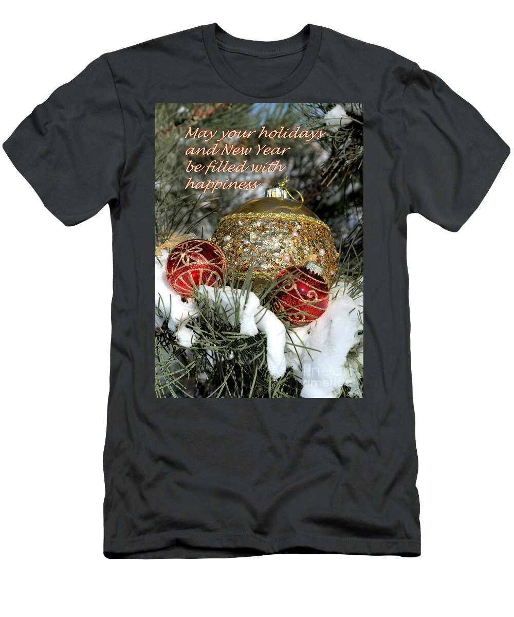 Holiday Greeting T-Shirt featuring the photograph Winter Greeting Card by Kae Cheatham