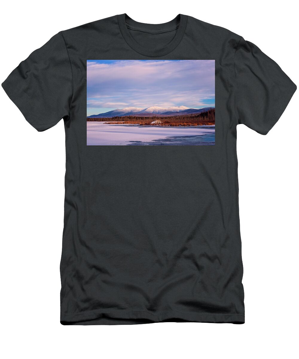Beaver Lodge T-Shirt featuring the photograph Winter Presidentials From Cherry Pond. by Jeff Sinon