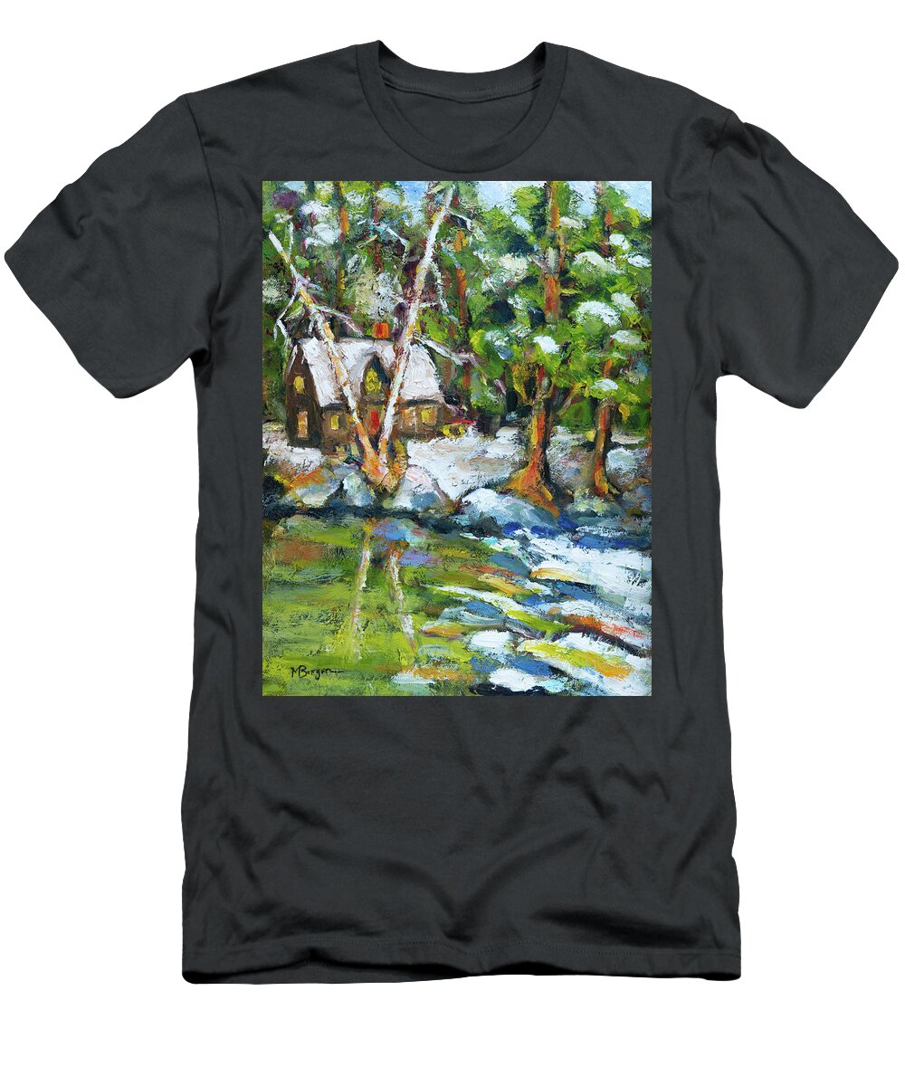 Landscape T-Shirt featuring the painting Winter Retreat by Mike Bergen
