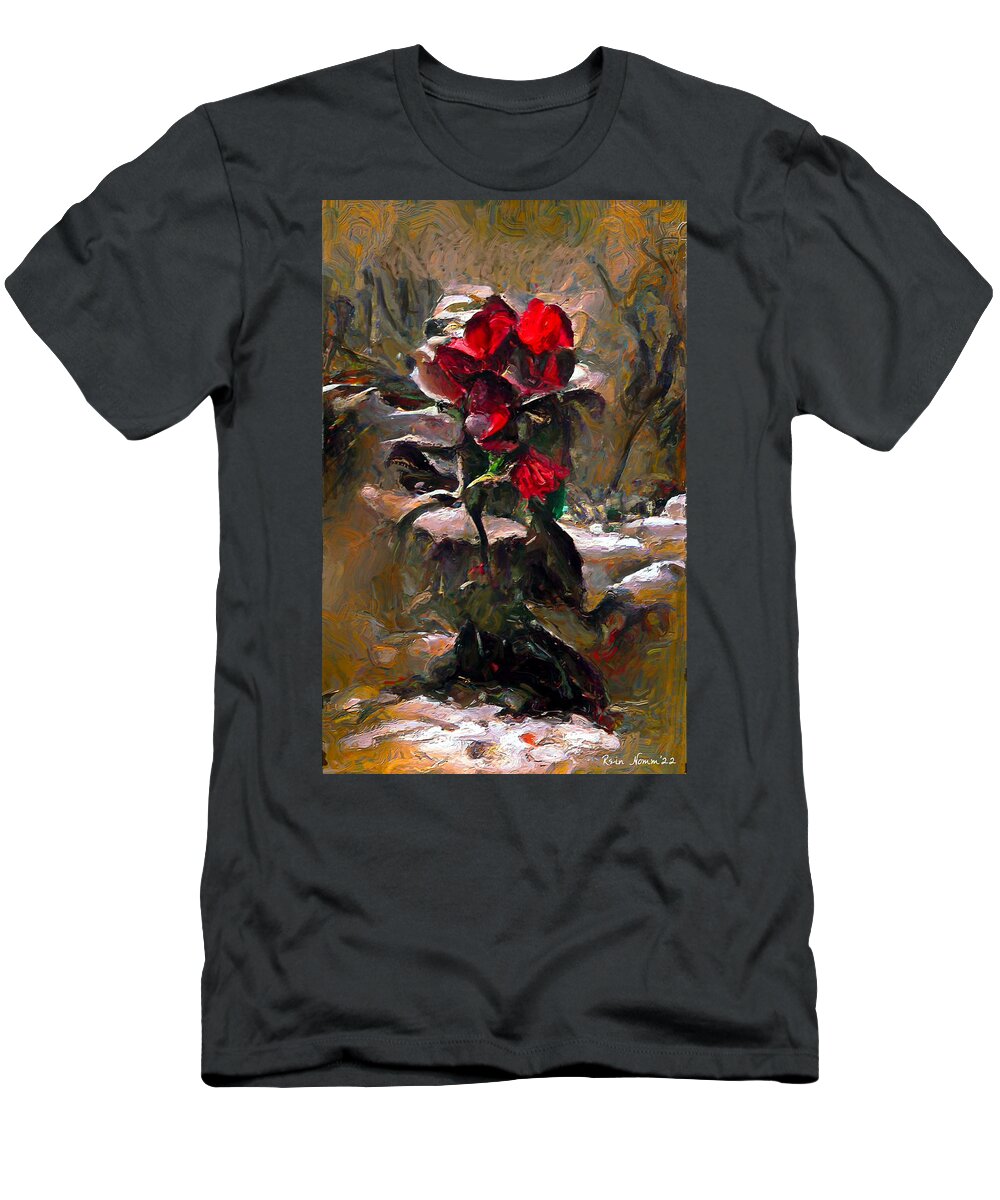  T-Shirt featuring the digital art Winter Rose by Rein Nomm