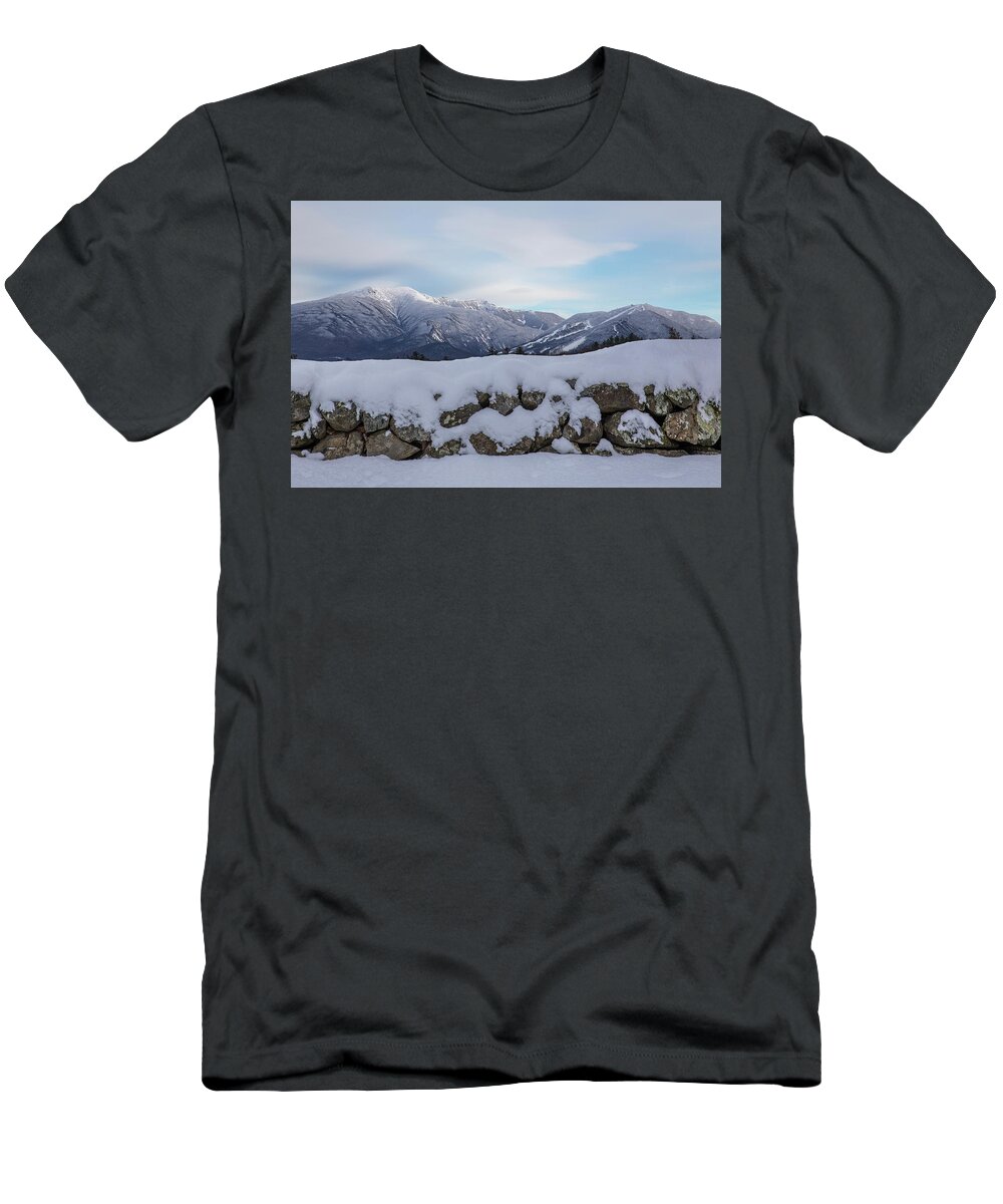 Winter T-Shirt featuring the photograph Winter Stone Wall Sugar Hill View by Chris Whiton