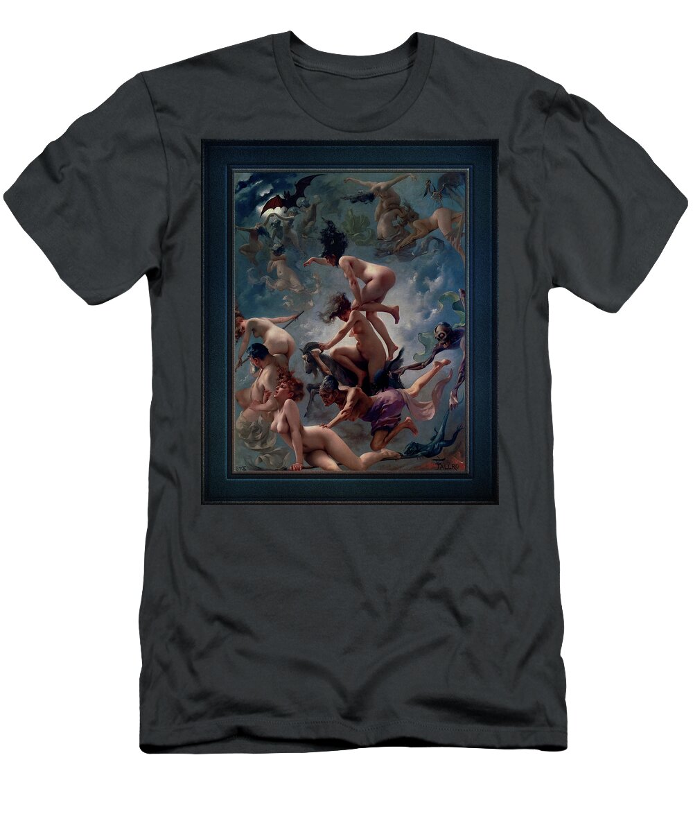 Witches Going To Their Sabbath T-Shirt featuring the painting Witches Going To Their Sabbath by Luis Ricardo Falero Old Masters Classical Art Reproduction by Rolando Burbon
