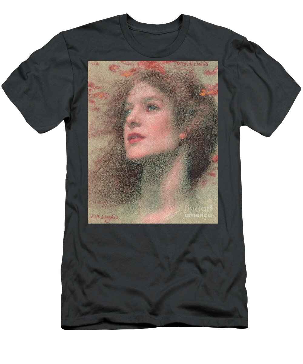 Chalk T-Shirt featuring the pastel With the Wind by Edward Robert Hughes