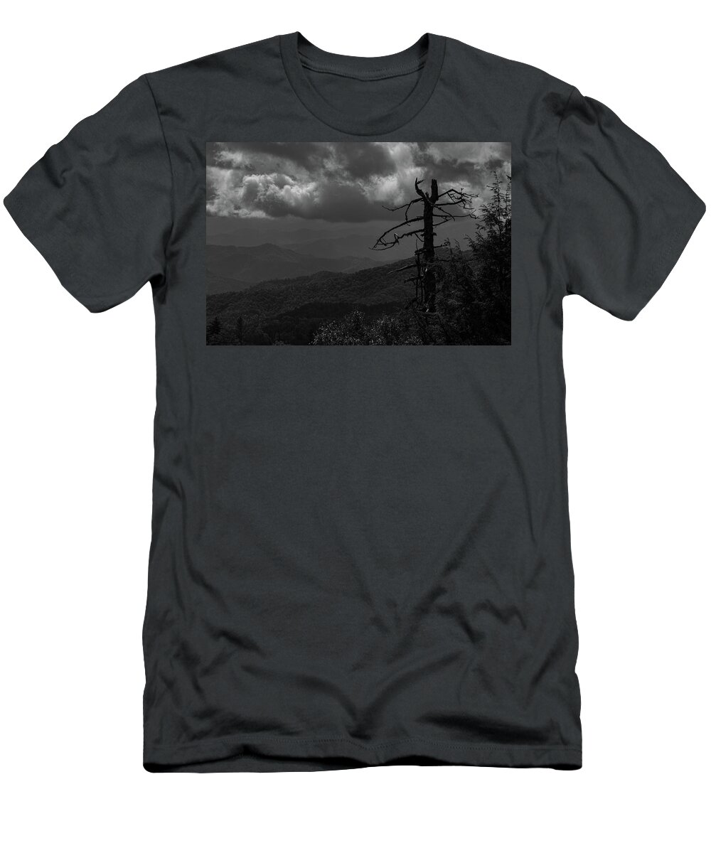 Black And White T-Shirt featuring the photograph Withered on the Mountain by Jamie Tyler