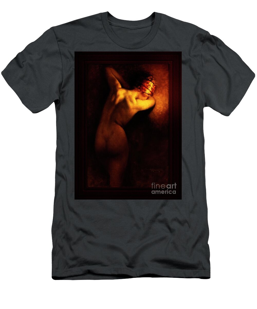 Nude Female Portrait T-Shirt featuring the painting Woman By Golden Light by Albert Joseph Penot Classical Art Old Masters Reproduction by Rolando Burbon