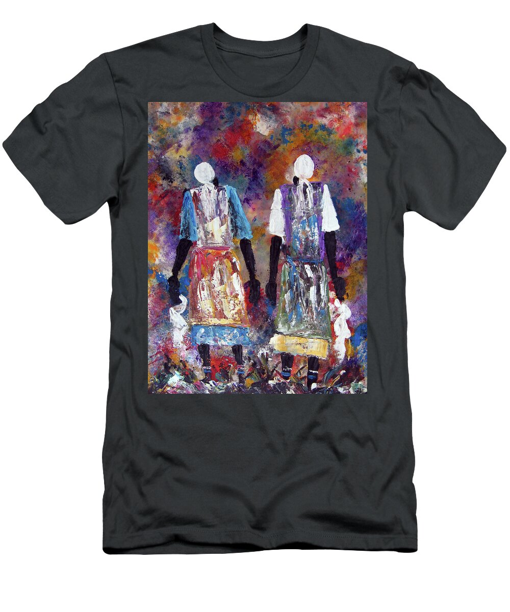  T-Shirt featuring the painting Woman Of Peace by Peter Sibeko