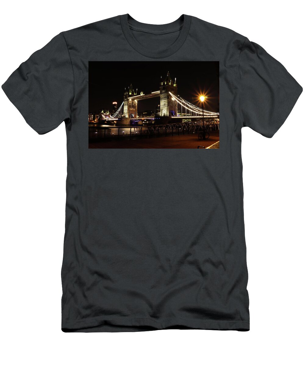 Sky T-Shirt featuring the photograph Tower Bridge with LED lighting by Vaclav Sonnek