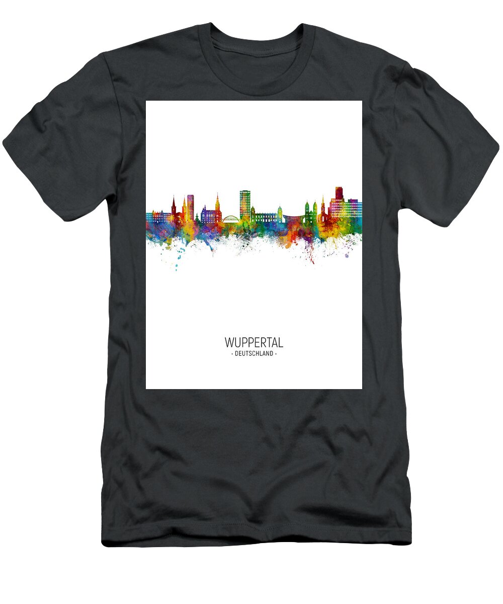 Wuppertal T-Shirt featuring the digital art Wuppertal Germany Skyline #04 by Michael Tompsett