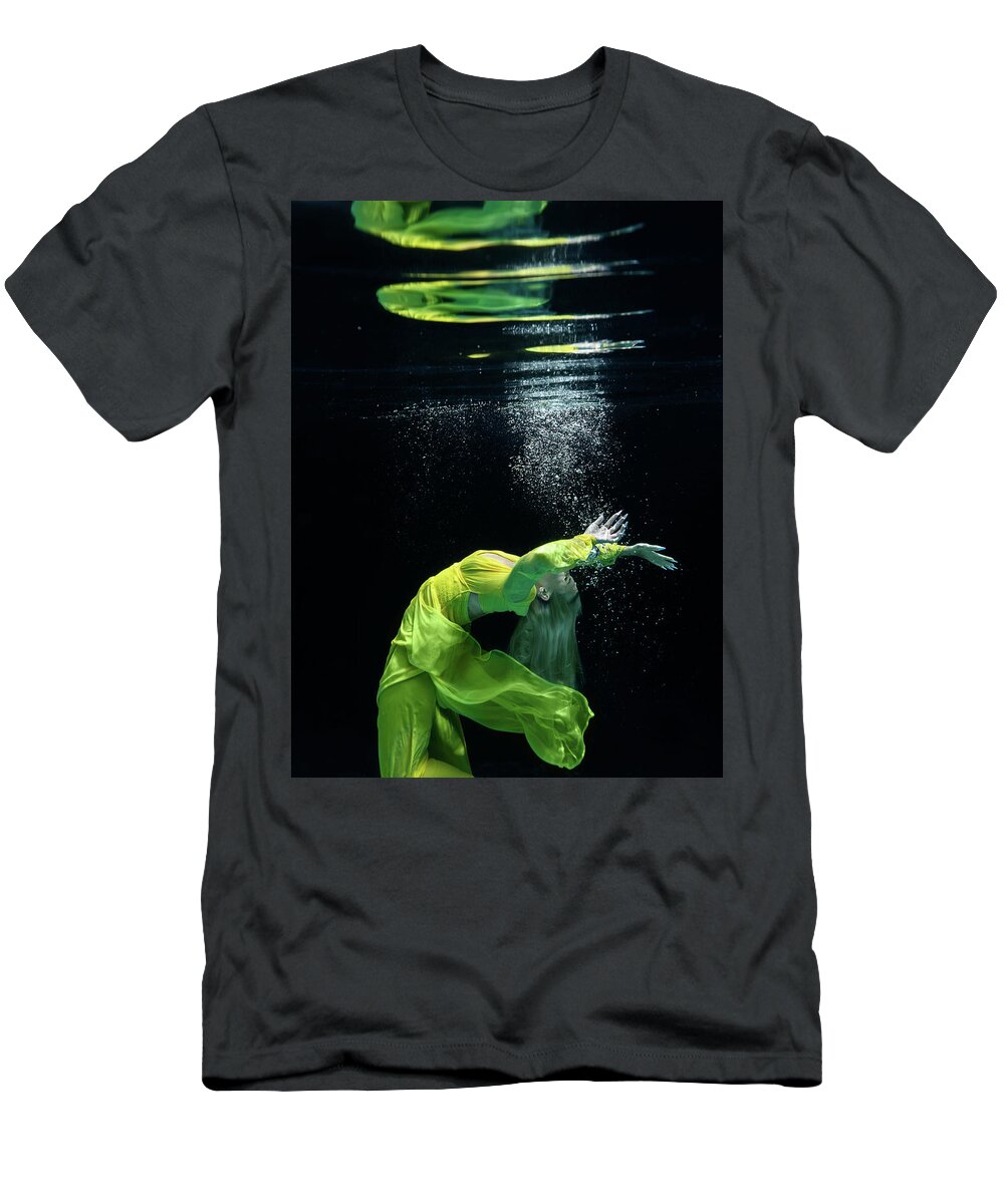 Underwater T-Shirt featuring the photograph Yellow Mermaid by Gemma Silvestre