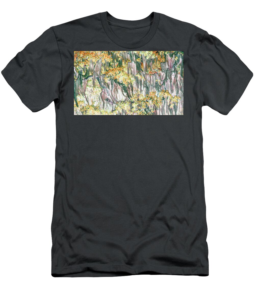 Trees T-Shirt featuring the photograph Yellow Moss by Missy Joy
