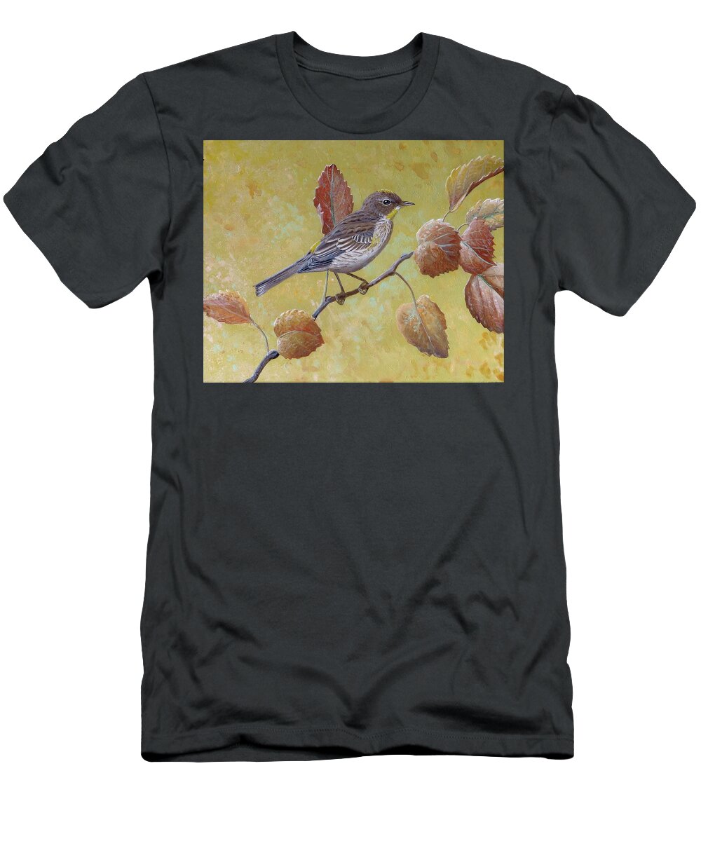 Yellow-rumped Warbler T-Shirt featuring the painting Yellow-rumped Warbler by Barry Kent MacKay