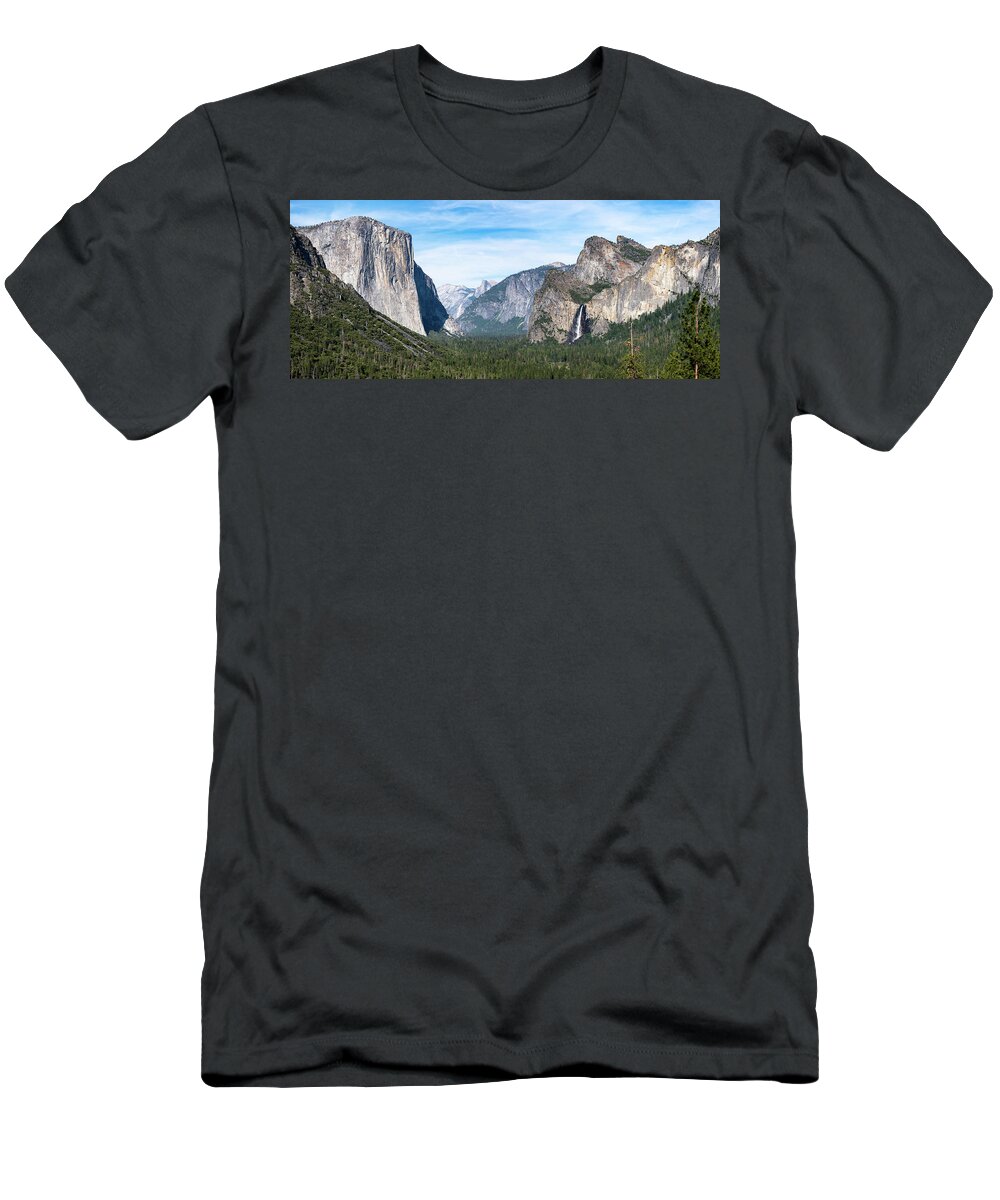 Bridalveil Falls T-Shirt featuring the photograph Yosemite Panorama by Kevin Suttlehan