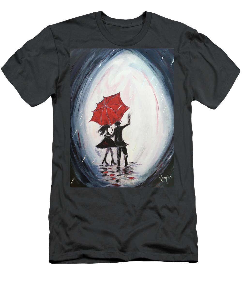 Walking T-Shirt featuring the painting Young Love Walking by Roxy Rich