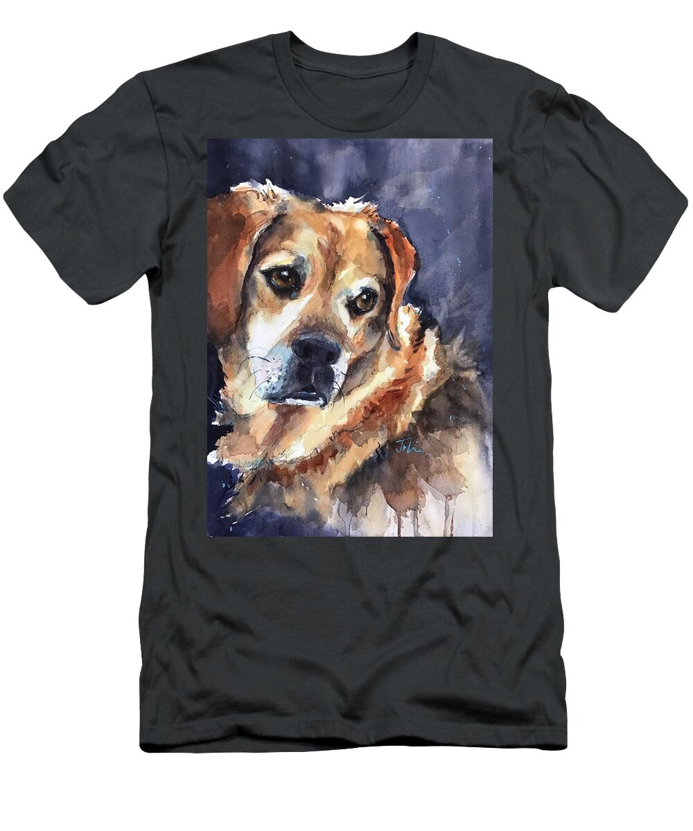 Dog T-Shirt featuring the painting Zeke by Judith Levins