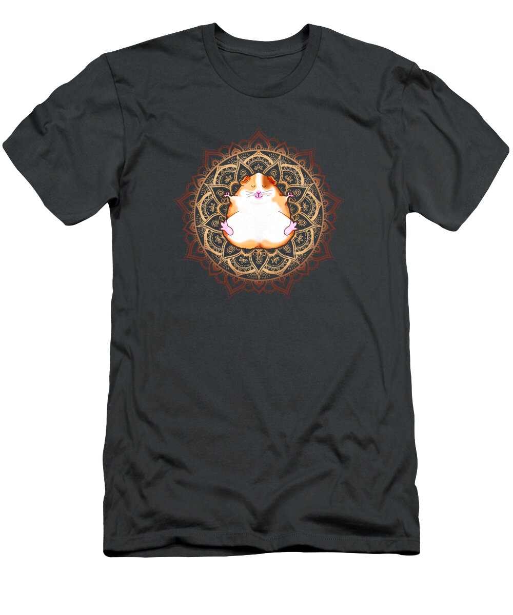 Zen T-Shirt featuring the digital art Zen Guinea Pig Meditating Mandala by Laura Ostrowski