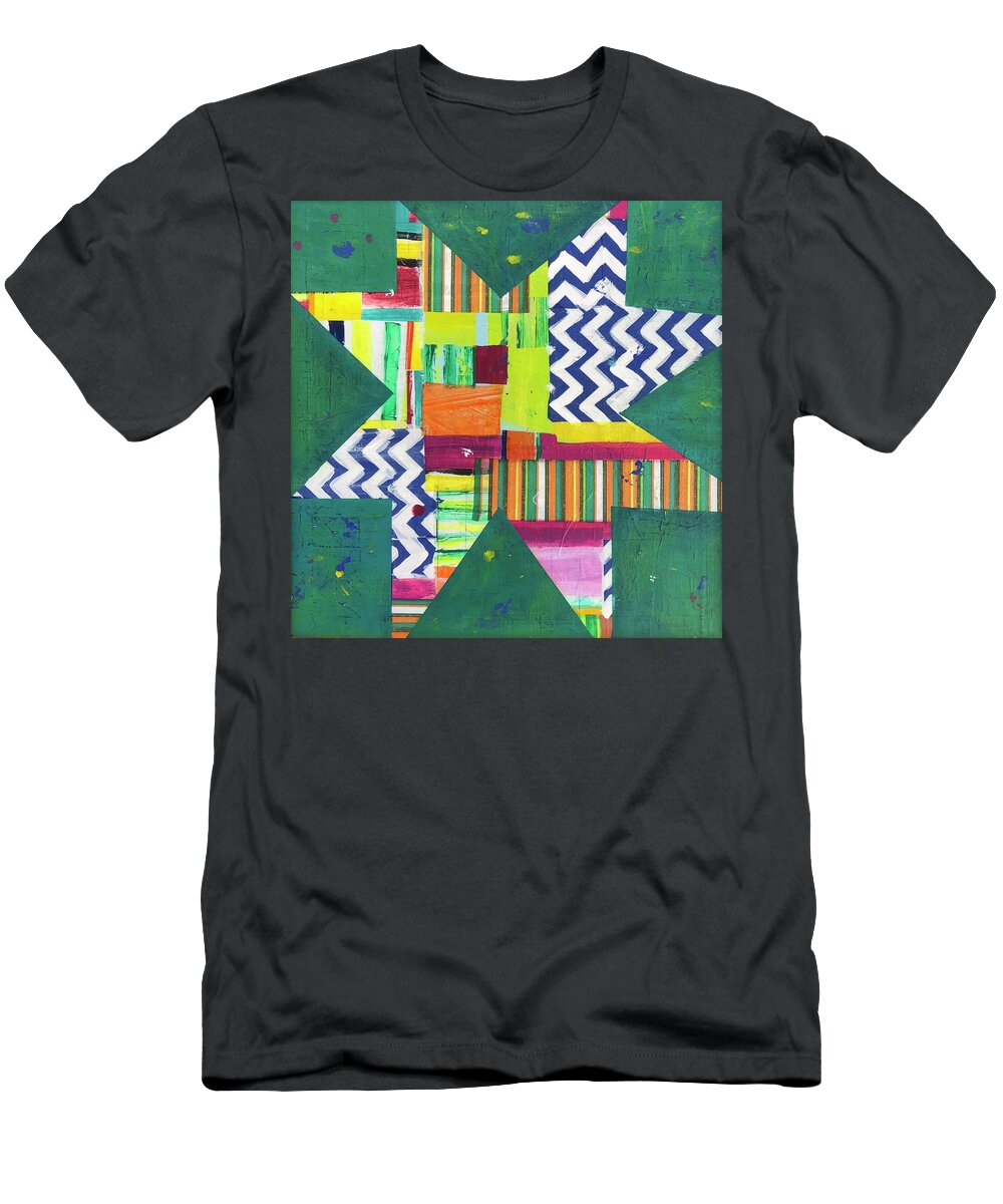 Star T-Shirt featuring the painting Zigzag Star by Cyndie Katz