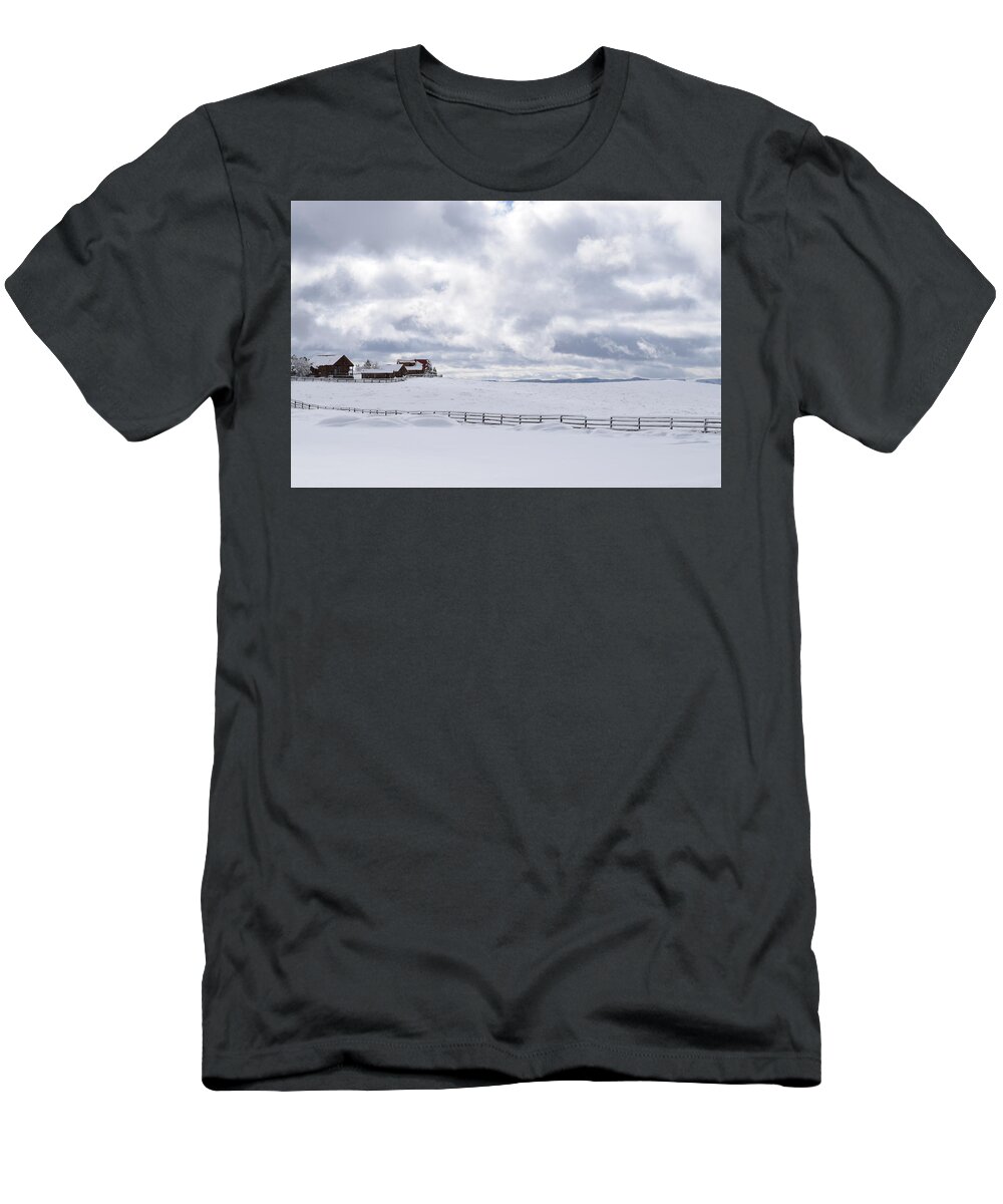 Zion T-Shirt featuring the photograph Snow Paradise@Zion Mountain Ranch by Bnte Creations