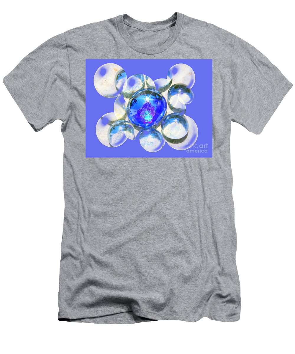 Abstract T-Shirt featuring the photograph Blue Glass Bubble Abstract by Judy Palkimas