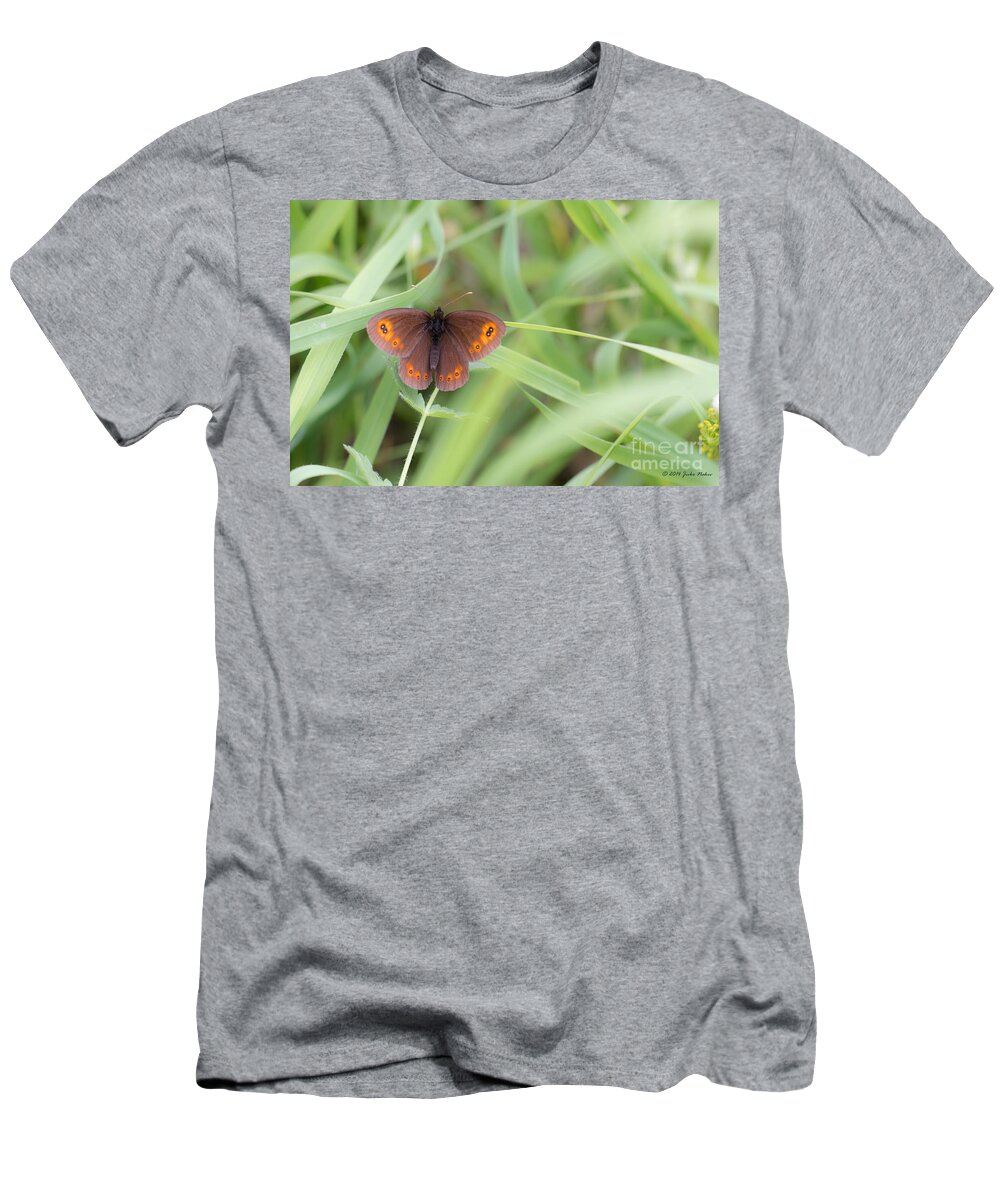 Bulgaria T-Shirt featuring the photograph 03 Woodland Ringlet Butterfly by Jivko Nakev