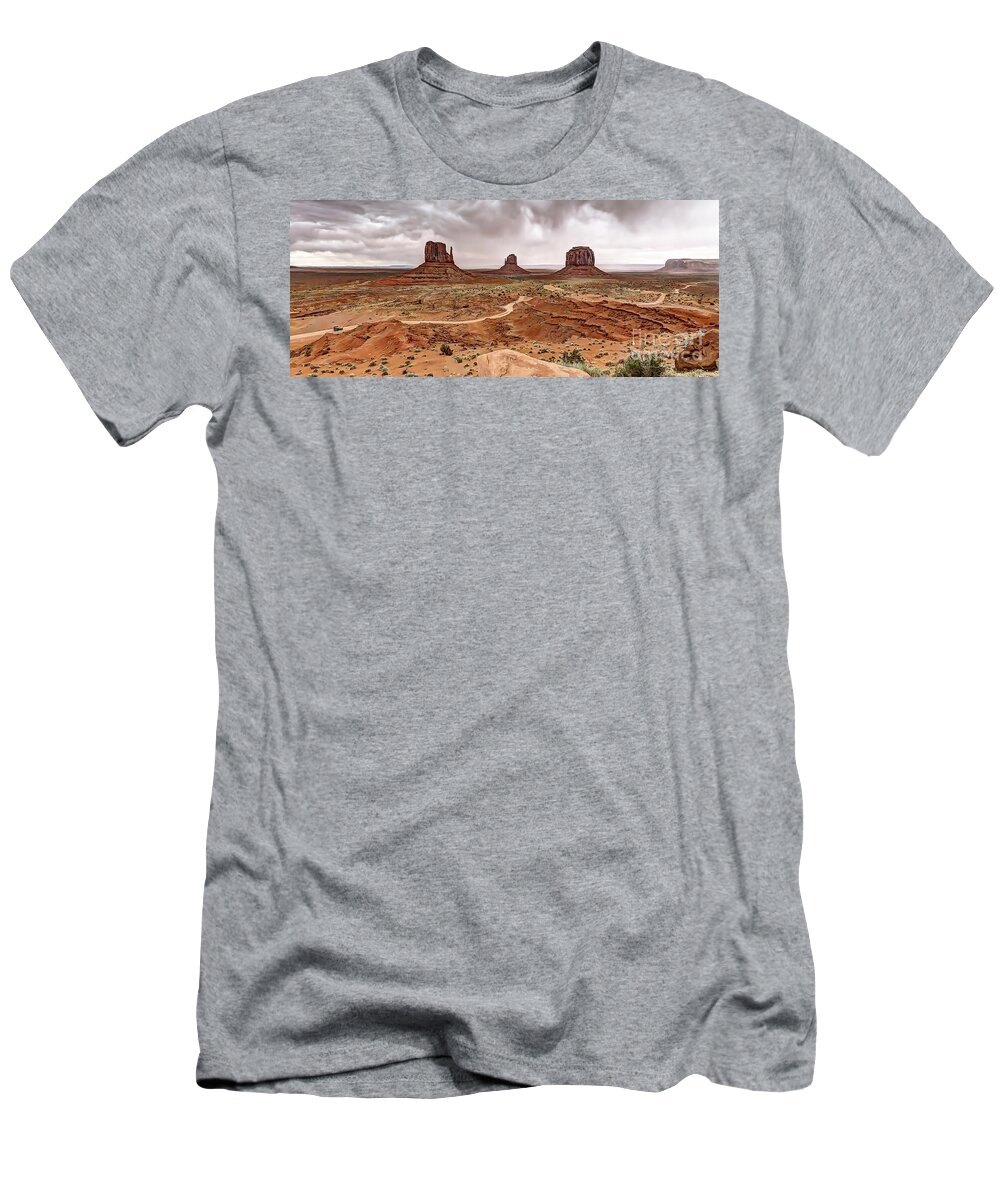 Panorama T-Shirt featuring the photograph 0884 Monument Valley Panoramic by Steve Sturgill