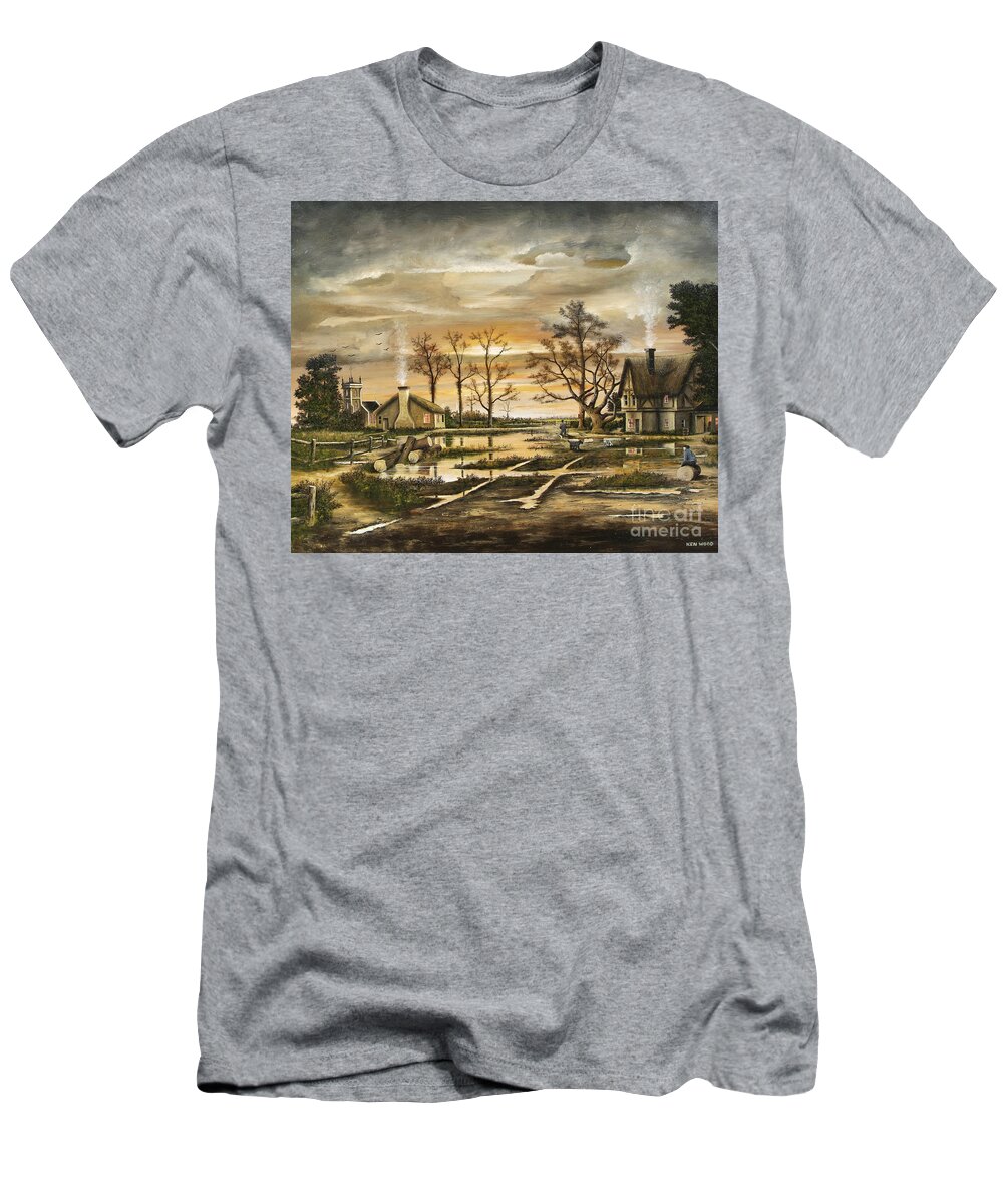 Countryside T-Shirt featuring the painting After The Rain - English Countryside by Ken Wood