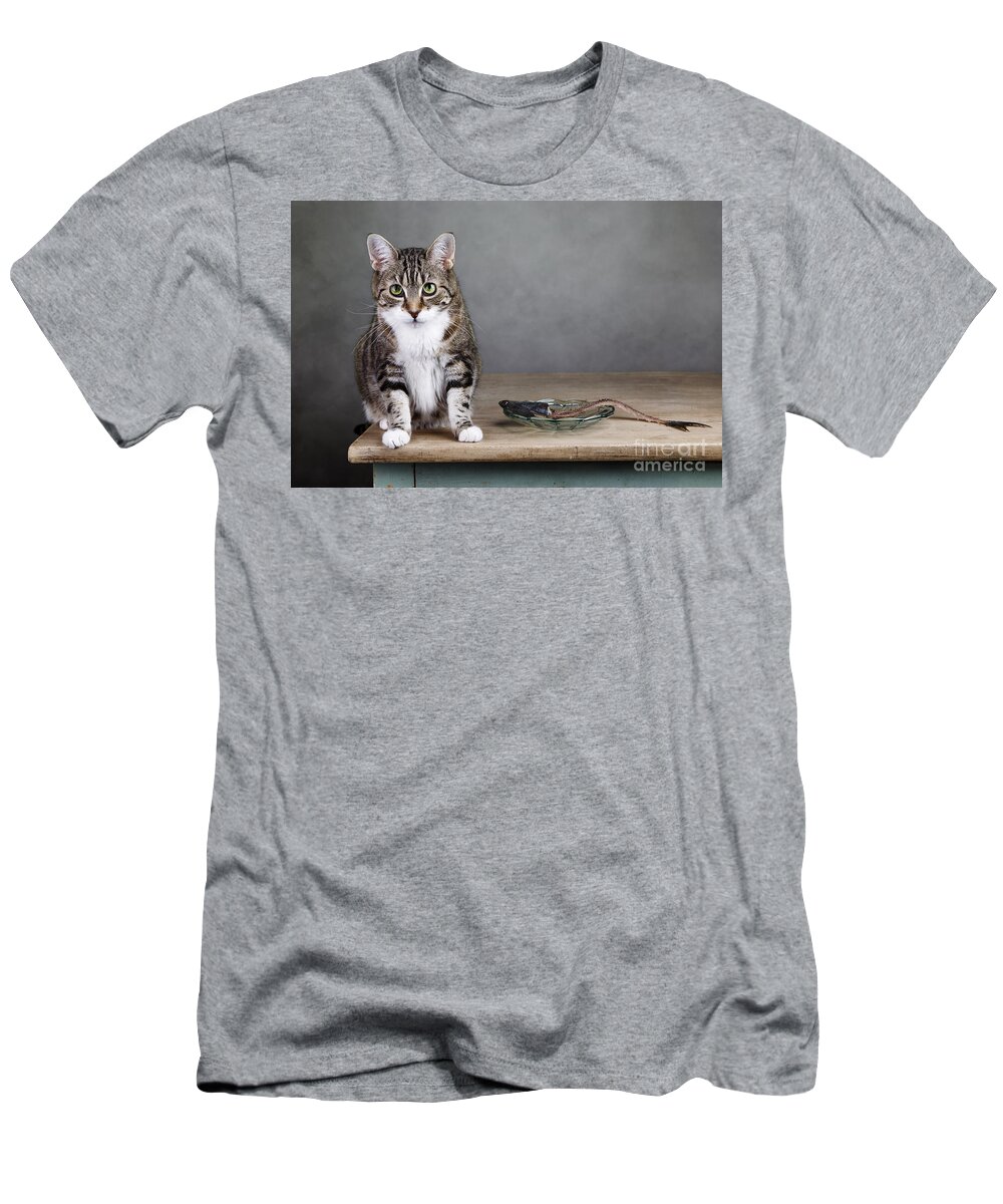 Cat T-Shirt featuring the photograph Caught in the act #1 by Nailia Schwarz