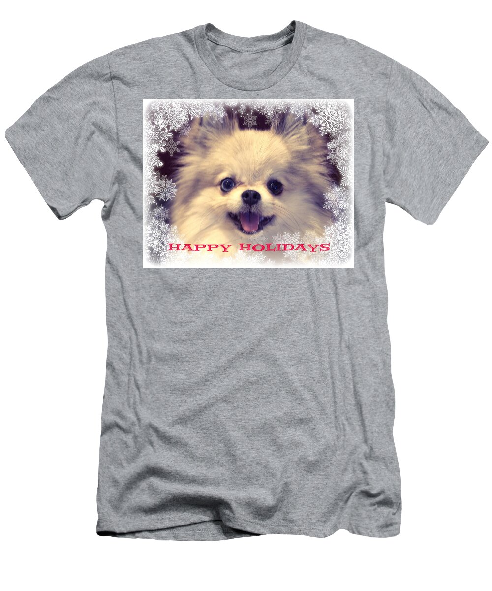 Christmas T-Shirt featuring the photograph Happy Holidays - Dog by John Greco